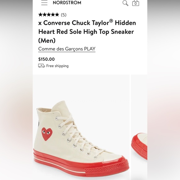Comme des Garcons Shoes - NWT Comme des Garcons PLAY Converse Chuck 70 CDG Hi Sneakers Pristine/Red/Egret